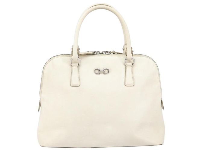 Borsa a mano in pelle bianca e argento Salvatore Ferragamo Auth bs33235 Bianco - vista 2