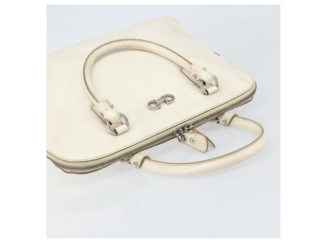Borsa a mano in pelle bianca e argento Salvatore Ferragamo Auth bs33235 Bianco - vista 6