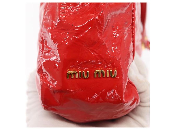 Bolso Miu Miu de cuero patentado 2 en 1 Rojo Dorado Auth 169803 Roja - vista 16