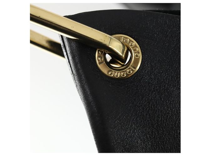 Borsa a Spalla in Pelle Gucci Bamboo Nera Oro 001 2113 1880 Auth 169379 Nero D'oro - vista 14