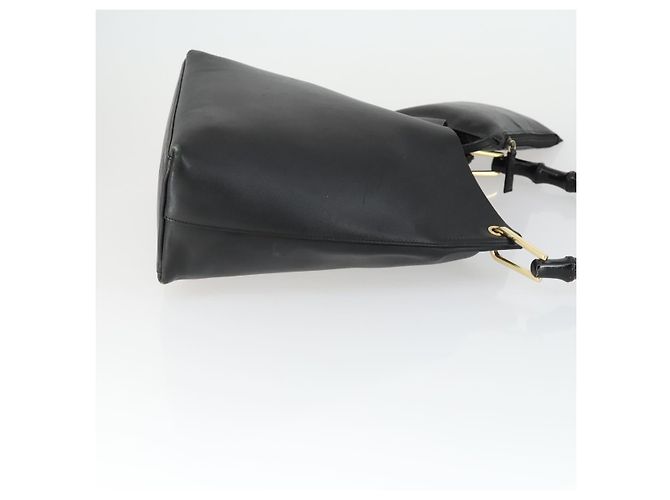 Borsa a Spalla in Pelle Gucci Bamboo Nera Oro 001 2113 1880 Auth 169379 Nero D'oro - vista 4