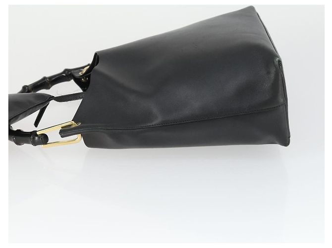 Borsa a Spalla in Pelle Gucci Bamboo Nera Oro 001 2113 1880 Auth 169379 Nero D'oro - vista 5