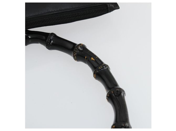 Borsa a Spalla in Pelle Gucci Bamboo Nera Oro 001 2113 1880 Auth 169379 Nero D'oro - vista 8
