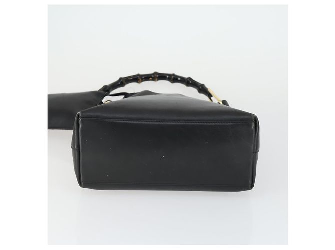 Borsa a Spalla in Pelle Gucci Bamboo Nera Oro 001 2113 1880 Auth 169379 Nero D'oro - vista 9