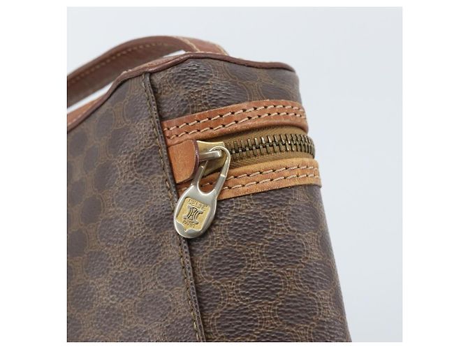 Céline Borsa a mano in tela Macadam CELINE in pelle PVC marrone oro Auth BA10609 D'oro - vista 14