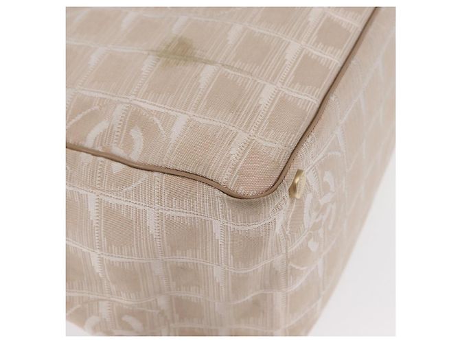 CHANEL Nuova Borsa Tote da Viaggio Nylon Beige Oro CC Auth BA10414 D'oro - vista 14