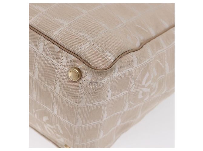 CHANEL Nuova Borsa Tote da Viaggio Nylon Beige Oro CC Auth BA10414 D'oro - vista 15