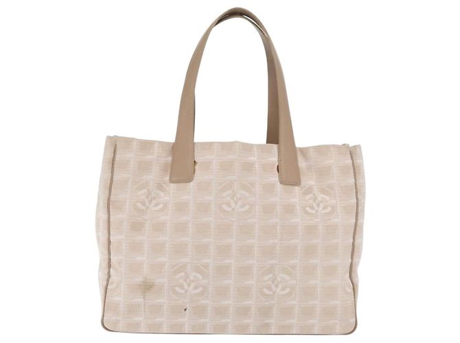 CHANEL Nuova Borsa Tote da Viaggio Nylon Beige Oro CC Auth BA10414 D'oro - vista 2