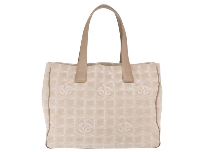 CHANEL Nuova Borsa Tote da Viaggio Nylon Beige Oro CC Auth BA10414 D'oro - vista 4