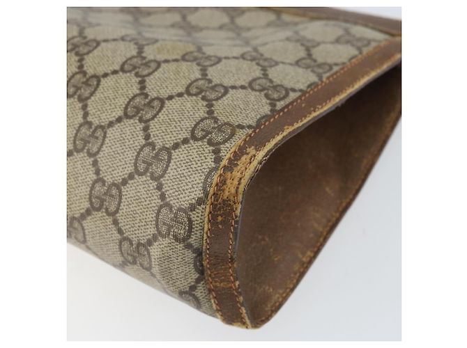 GUCCI GG Supreme Web Sherry Line Clutch Bag PVC Beige Oro 89 01 033 Auth ti3684 - vista 10