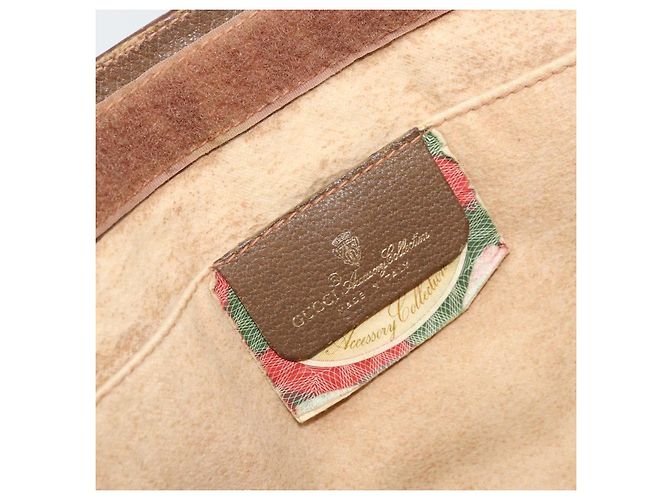 GUCCI GG Supreme Web Sherry Line Clutch Bag PVC Beige Oro 89 01 033 Auth ti3684 - vista 13