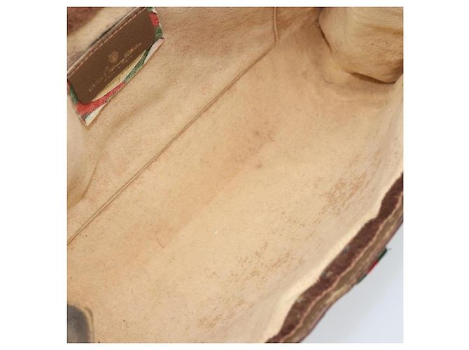 GUCCI GG Supreme Web Sherry Line Clutch Bag PVC Beige Oro 89 01 033 Auth ti3684 - vista 14