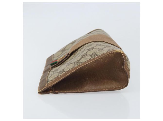 GUCCI GG Supreme Web Sherry Line Clutch Bag PVC Beige Oro 89 01 033 Auth ti3684 - vista 5