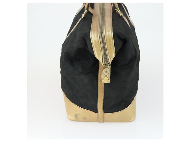 Borsa Boston GG Canvas Gucci Nera Oro Auth 169500 Nero D'oro - vista 4