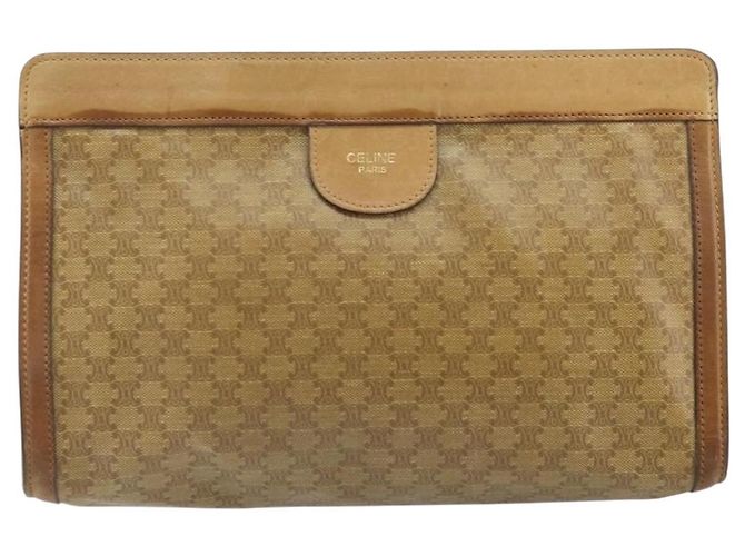 Céline Borsa Clutch in Tela Macadam CELINE PVC Beige Auth ti3691 - vista 2