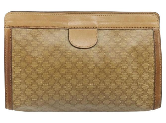 Céline Borsa Clutch in Tela Macadam CELINE PVC Beige Auth ti3691 - vista 3