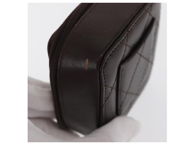 Pochette in pelle della linea Cambon CHANEL marrone scuro con CC argento Auth 171191 - vista 10