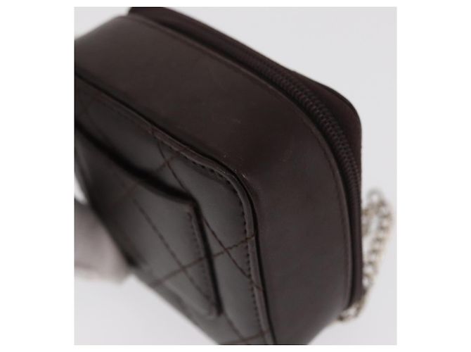 Pochette in pelle della linea Cambon CHANEL marrone scuro con CC argento Auth 171191 - vista 11