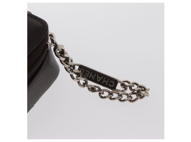 Pochette in pelle della linea Cambon CHANEL marrone scuro con CC argento Auth 171191 - vista 12