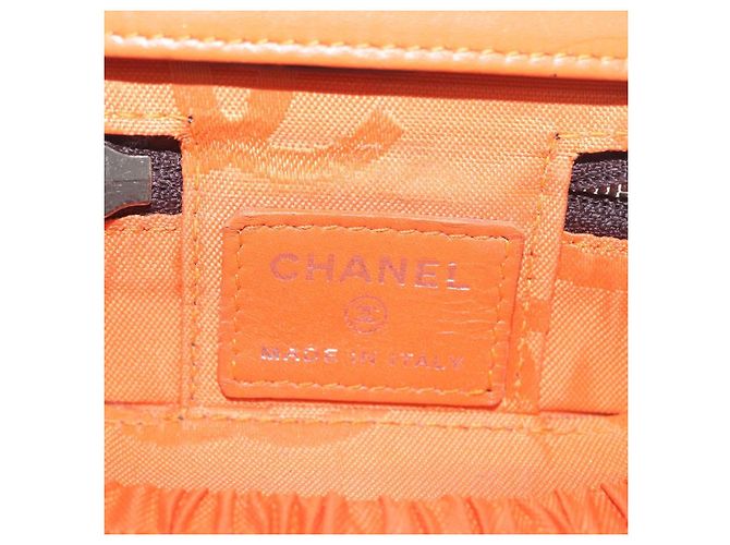 Pochette in pelle della linea Cambon CHANEL marrone scuro con CC argento Auth 171191 - vista 13