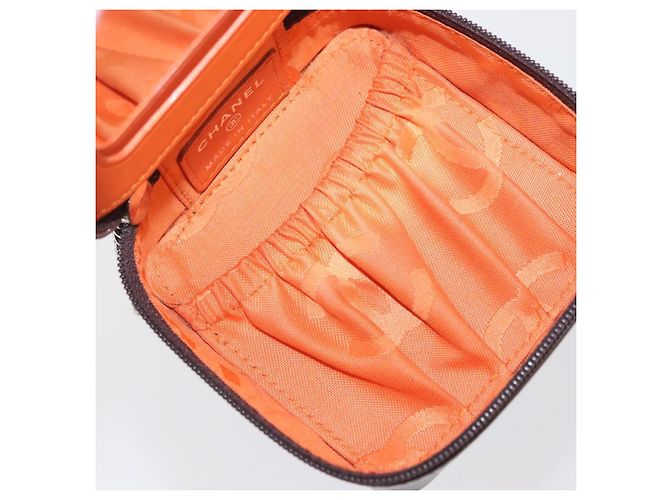 Pochette in pelle della linea Cambon CHANEL marrone scuro con CC argento Auth 171191 - vista 15