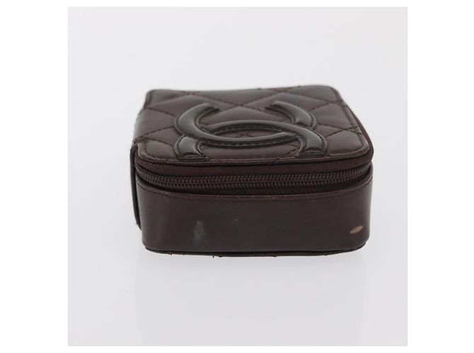 Pochette in pelle della linea Cambon CHANEL marrone scuro con CC argento Auth 171191 - vista 5