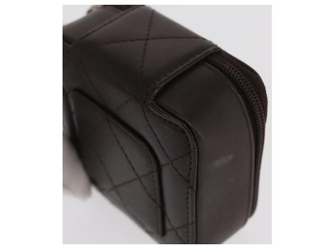 Pochette in pelle della linea Cambon CHANEL marrone scuro con CC argento Auth 171191 - vista 9