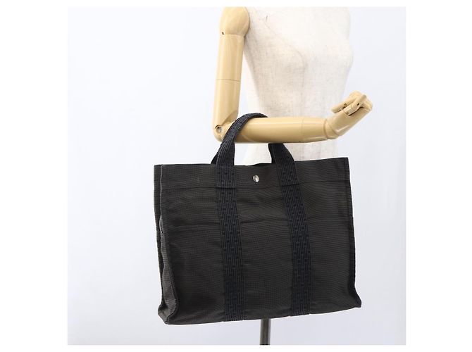 Hermès HERMES Borsa a Mano Her Line Tote MM in Tela Grigia Argento Auth 171993 Marrone - vista 20