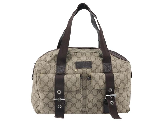 Borsa a mano GG Supreme in PVC beige e argento di GUCCI 140959 Auth ka2238 - vista 2