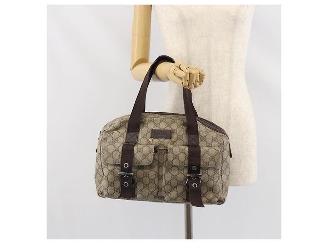 Borsa a mano GG Supreme in PVC beige e argento di GUCCI 140959 Auth ka2238 - vista 25