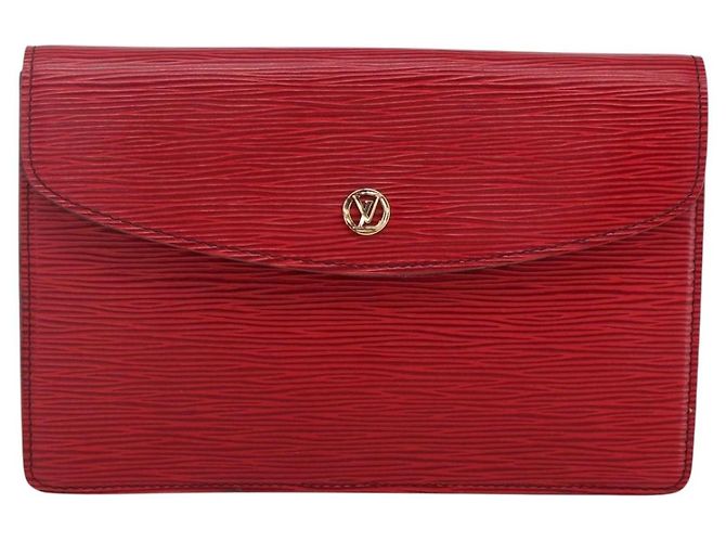 LOUIS VUITTON Clutch Montaigne 23 Epi Rosso M52667 LV Auth 169852 - vista 13