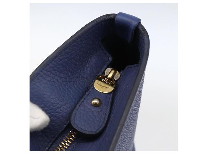 Borsa tote in pelle blu e oro Auth BA10661 di Salvatore Ferragamo D'oro - vista 14