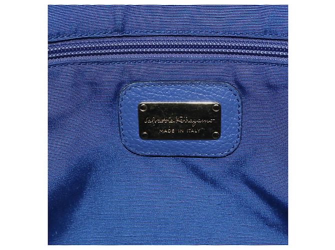 Borsa tote in pelle blu e oro Auth BA10661 di Salvatore Ferragamo D'oro - vista 15
