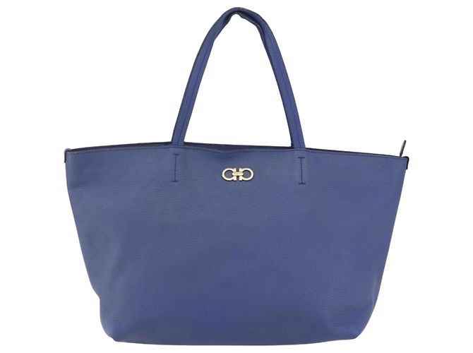 Borsa tote in pelle blu e oro Auth BA10661 di Salvatore Ferragamo D'oro - vista 2