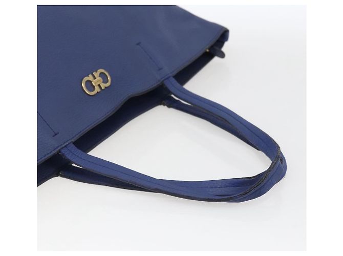 Borsa tote in pelle blu e oro Auth BA10661 di Salvatore Ferragamo D'oro - vista 7