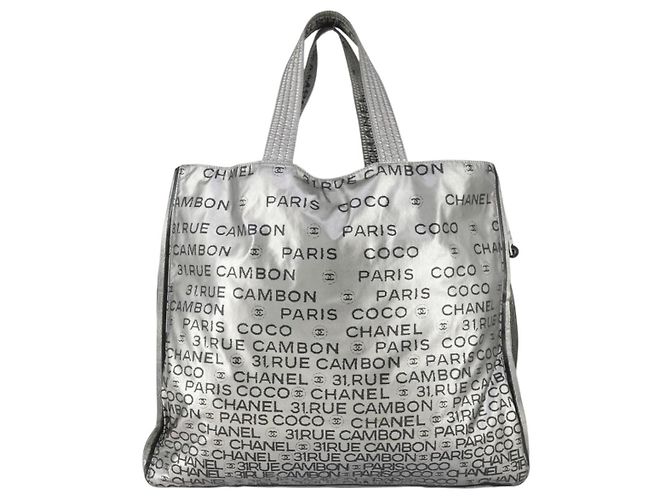 CHANEL Borsa Tote Illimitata Nylon Argento CC Auth bs32854 - vista 2