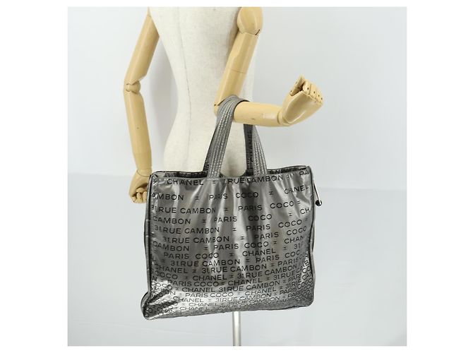 CHANEL Borsa Tote Illimitata Nylon Argento CC Auth bs32854 - vista 22