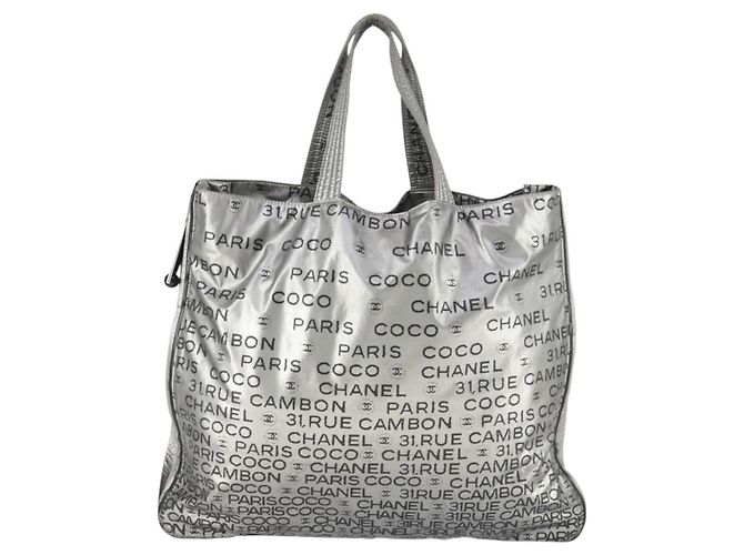 CHANEL Borsa Tote Illimitata Nylon Argento CC Auth bs32854 - vista 3