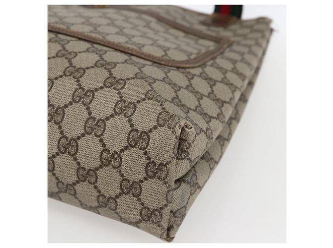 Borsa tote Gucci GG Supreme Web Sherry Line in PVC beige e oro 16 002 4487 Auth ti3729 D'oro - vista 10
