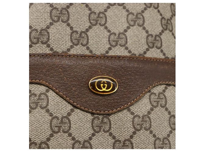Borsa tote Gucci GG Supreme Web Sherry Line in PVC beige e oro 16 002 4487 Auth ti3729 D'oro - vista 14