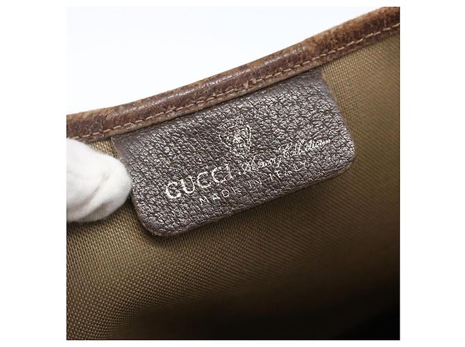 Borsa tote Gucci GG Supreme Web Sherry Line in PVC beige e oro 16 002 4487 Auth ti3729 D'oro - vista 15