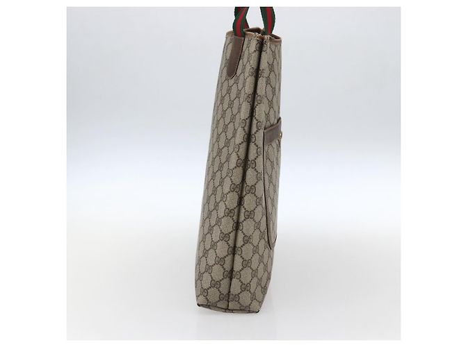 Borsa tote Gucci GG Supreme Web Sherry Line in PVC beige e oro 16 002 4487 Auth ti3729 D'oro - vista 4