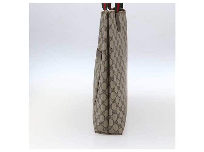 Borsa tote Gucci GG Supreme Web Sherry Line in PVC beige e oro 16 002 4487 Auth ti3729 D'oro - vista 5