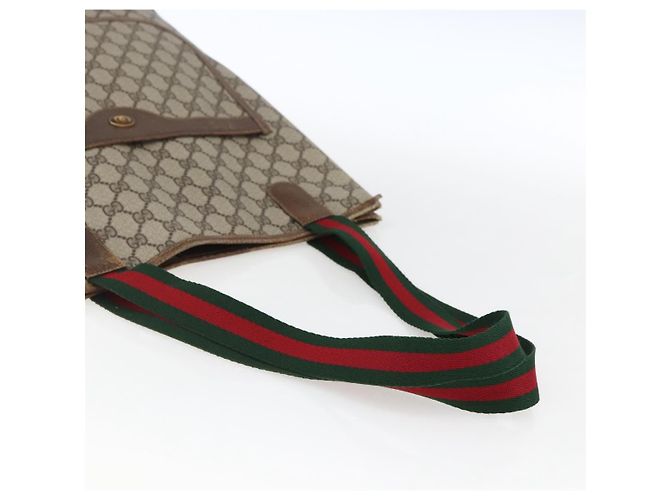Borsa tote Gucci GG Supreme Web Sherry Line in PVC beige e oro 16 002 4487 Auth ti3729 D'oro - vista 7