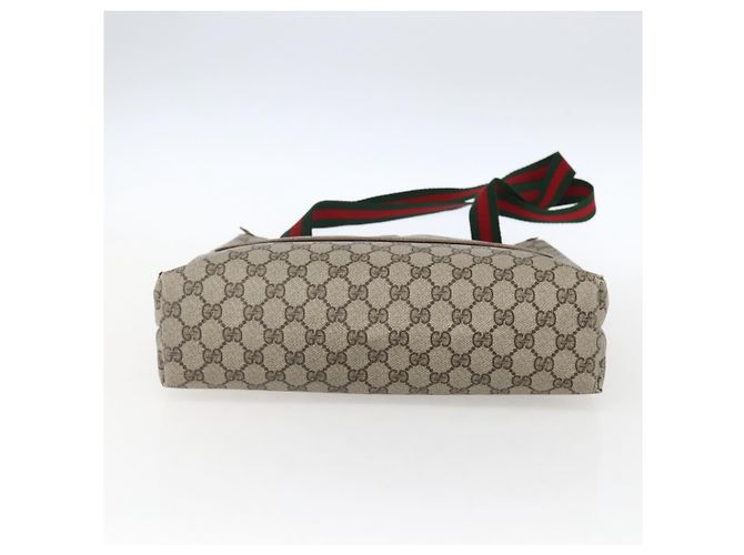 Borsa tote Gucci GG Supreme Web Sherry Line in PVC beige e oro 16 002 4487 Auth ti3729 D'oro - vista 9