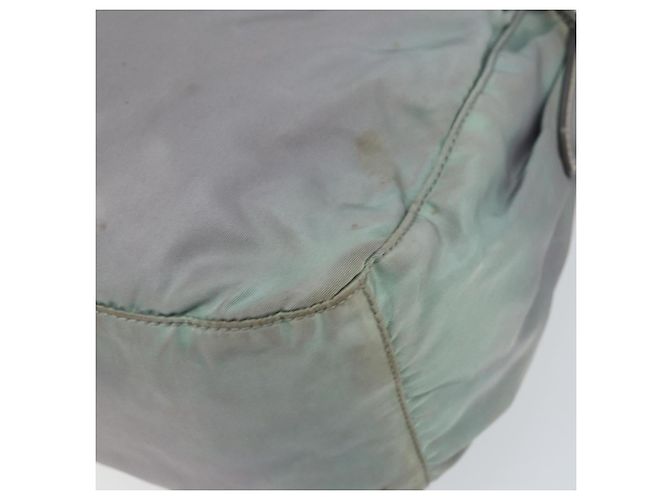 PRADA Schultertasche Nylon Grau Silber Authentisch 170376 Braun - Ansicht 12