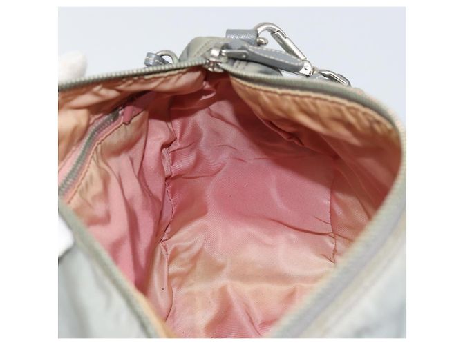 PRADA Schultertasche Nylon Grau Silber Authentisch 170376 Braun - Ansicht 19