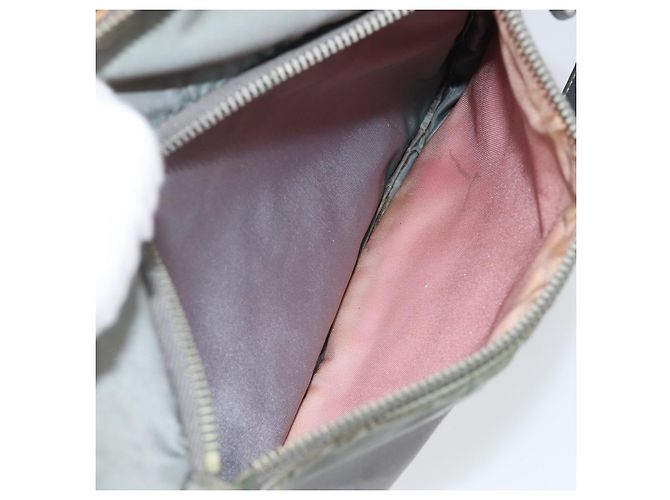 PRADA Schultertasche Nylon Grau Silber Authentisch 170376 Braun - Ansicht 24