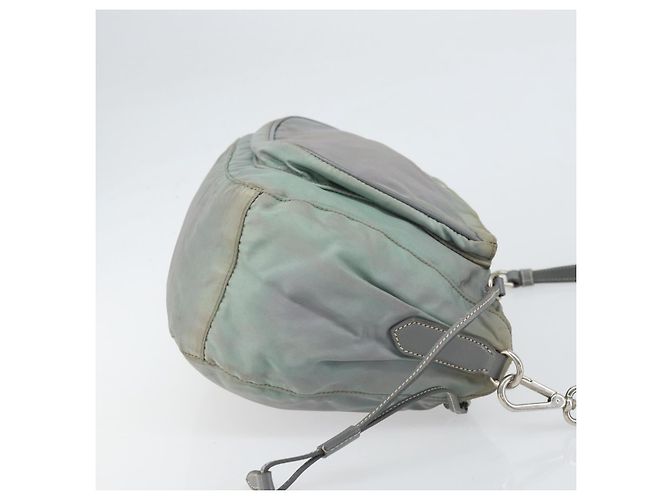 PRADA Schultertasche Nylon Grau Silber Authentisch 170376 Braun - Ansicht 4