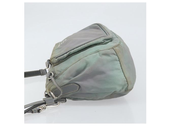 PRADA Schultertasche Nylon Grau Silber Authentisch 170376 Braun - Ansicht 5